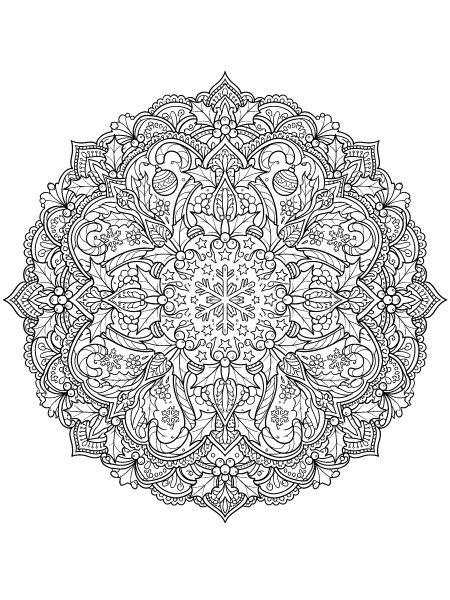 Christmas mandala — free printable Christmas coloring page