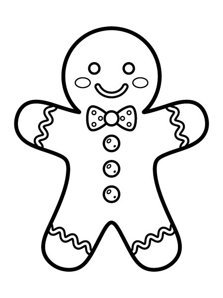 Gingerbread man — free printable Christmas coloring page
