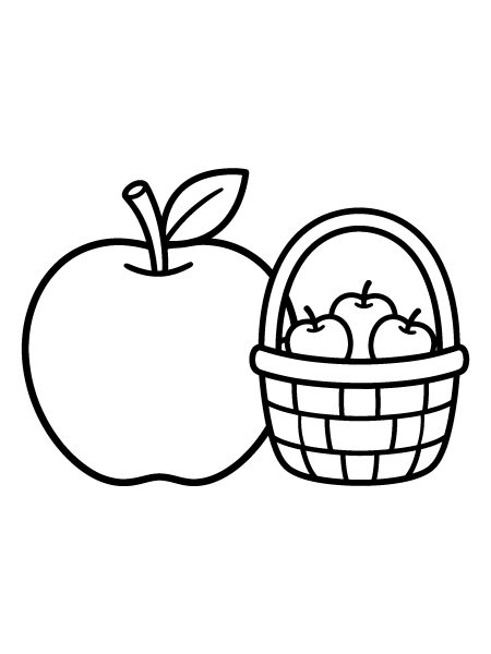 Apple and apple basket — free printable fall coloring page