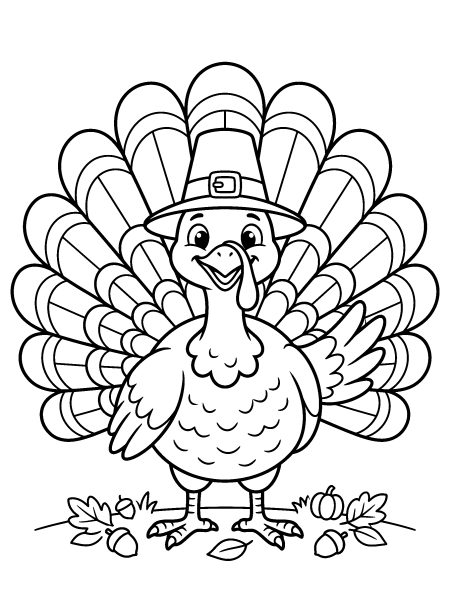 Thanksgiving turkey — free printable fall coloring page