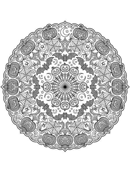Halloween mandala — free printable Halloween coloring page