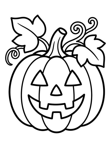 Smiling jack-o’-lantern — free printable Halloween coloring page